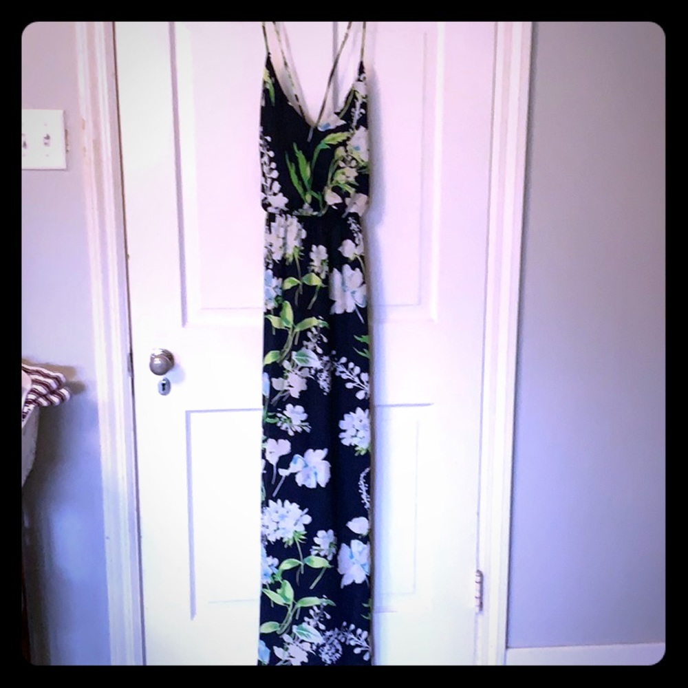 Navy blue floral maxi